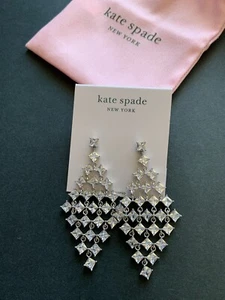 Kate Spade "Magic Moment Statement Earrings" - Women's Clear/Silver Earrings - Picture 1 of 13