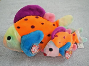 SET VINTAGE - TY BEANIE BUDDY & BABY - LABBRA - PESCE COLORATO - 15 MARZO COMPLEANNO - Foto 1 di 11
