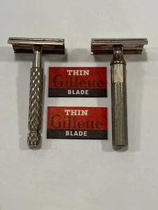 2 Vintage GILLETTE CANADA TECH RAZORS Early triangle gaurd slots 1939-47 - Picture 1 of 6