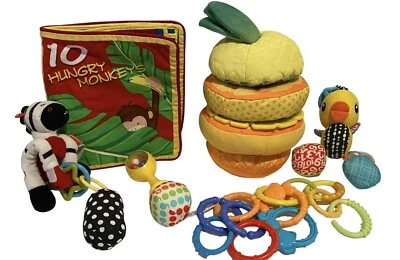 Fisher Price Infantino Melissa & Doug Baby Play Toys Rattle Rings Pineapple Lot - Image 1 of 4