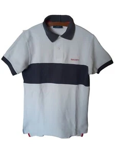 Hackett London Mens Polo Shirt XS Short Sleeve White Navy Blue Size Extra Small - Picture 1 of 9