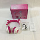 Riwbox Ct-7 White Pink Led Bluetooth Foldable Wireless & Wired Headphones