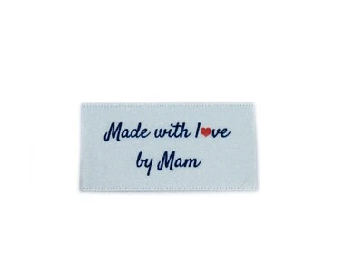 CAMBRIDGE PERSONALISED Made with love by Mam Etiketten Etiketten - weißes Band zum Einnähen - 25 x 40 mm Fla