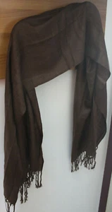 SCIARPA MARRONE CON FRANGE 60% VISCOSA 40% COTONE DIM. 50x170 TINTA UNITA - Picture 1 of 1