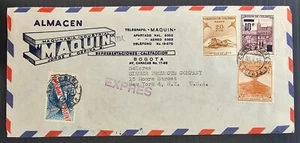 1959 Colombia Airmail Express Cover ties 4 stamps cd Bogota-New York - Picture 1 of 2
