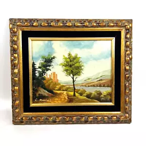 Original C. Rossini 1973 Öl auf Leinwand Gemälde Landschaft Schloss gerahmt - Bild 1 von 12