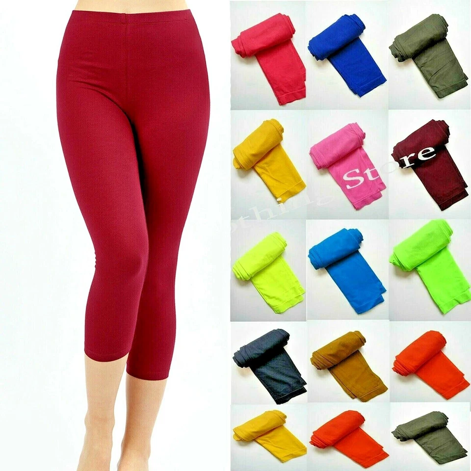 Women's Basic Seamless Soft Yarn Yoga Skinny Fit Capri Length Leggings One Size - Image 1 of 1