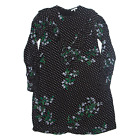 GANNI Grill Shift Dress Black Floral Long Sleeve Knee Length Womens UK 14