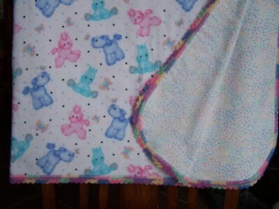 !!OFERTA!!*Manta de recepción de franela de doble cara*borde de ganchillo*ponis dulces* Foto 1 de 4