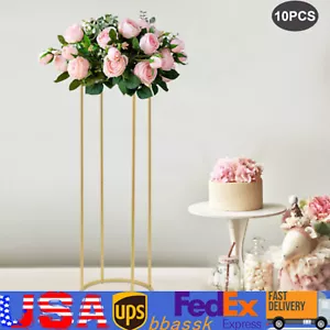 10Pcs Gold Wedding Centerpieces for Wedding Tables Metal Flower Stand Decor - Picture 1 of 12