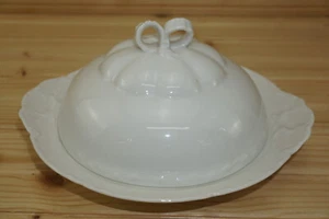 Haviland Ranson WHITE Round Covered Butter Dish, 7 3/4" (S23) - Picture 1 of 19