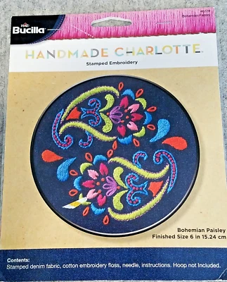 kit Bucilla 46229 BOHEMIAN PAISLEY 6" stamped embroidery 2016 Handmade Charlotte - Image 1 of 4
