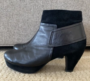 SACHA London Black Leather Ankle Bootie Sz 9 Platform Heel - Picture 1 of 10
