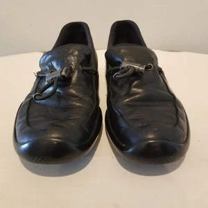 PRADA Sport Black Leather Toggle Loafers Flats Slip On Women's 7 US, 37.5 EU - Picture 1 of 13