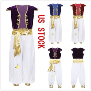 Kid Boys Arabian Prince Cosplay Costume Waistcoat Pants Set Halloween Outfits - Picture 1 of 37