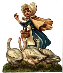 girl runs from geese, THE TEMPTING BUN, Tuck Royal Art Novelty 144 k - Bild 1 von 4