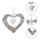 Heart Wicker Rattan Balls: 2pcs Valentine's Hanging Ornaments