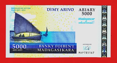 5000 Ariary 2008 Madagascar UNC Commem Note - Sign: Frédéric Rasamoely - (P-94b) - Image 1 of 2