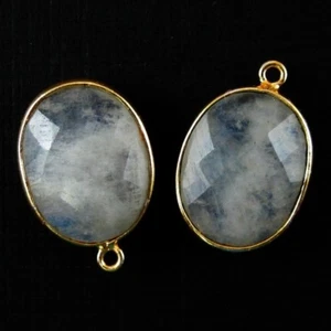 Colgante de piedras preciosas bisel - óvalo facetado de 14x18 mm - piedra lunar (se vende por 2 piezas) - Imagen 1 de 2
