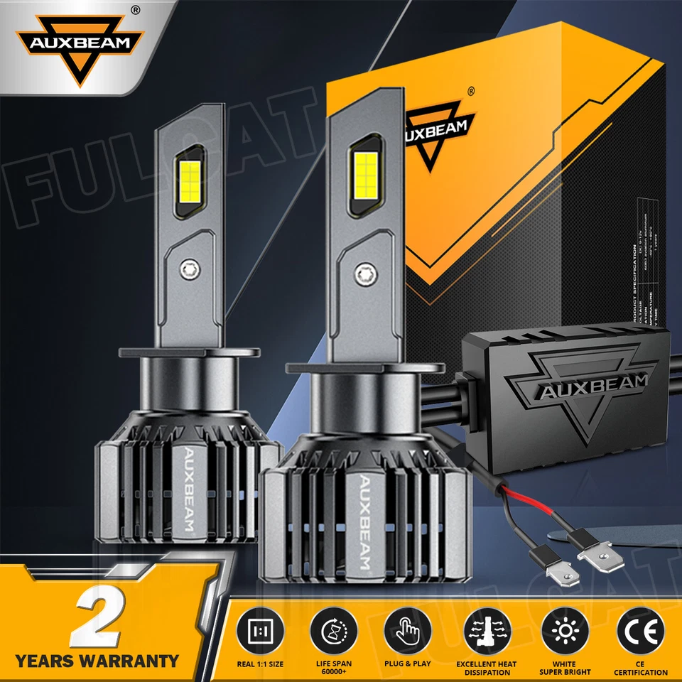 AUXBEAM Canbus H1 LED Headlight High/Low Beam 6500K For Jaguar X-Type 2002-2008 - Image 1 of 4