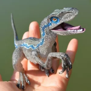 Jurassic Blue Raptor Dinosaur Figure Velociraptor Figurine Kids Toy Educational - Picture 1 of 10