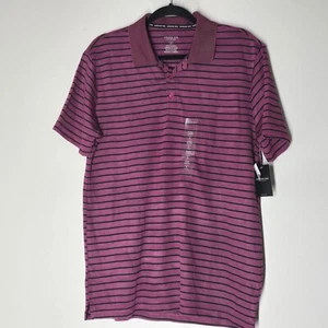 London Fog Striped Polo Shirt Classic Fit Short Sleeve Casual Top Medium Pink - Picture 1 of 5