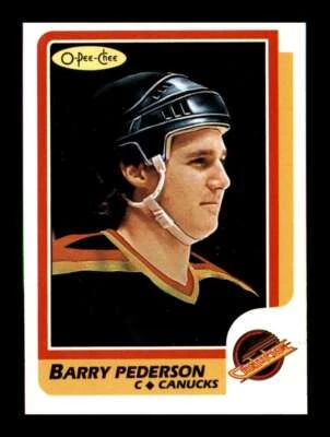 1986-87 O-Pee-Chee Hockey Barry Pederson #34 Vancouver Canucks NM Near Mint - Image 1 of 2