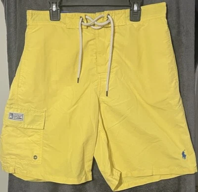 Bañador Polo Vintage Para Hombre S Amarillo Ralph Lauren Pantalones Cortos Años 90 Corbata Retro Foto 1 de 4