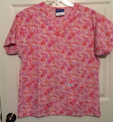 Crest scrub top, Shades Of Pink Floral , S,  women, polyester/cotton blend - Image 1 of 4