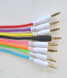 BRAIDED AUXILIARY aux audio stereo cable FOR apple iphone 6 4s 5 ipod car mp3 pc - Picture 1 of 13