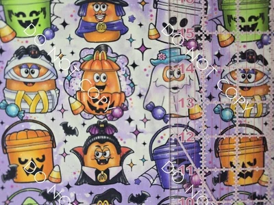 100% Cotton Woven Novelty Fabric Halloween McNuggets Purple By The 1/4 Yard 9x56 - Image 1 of 2