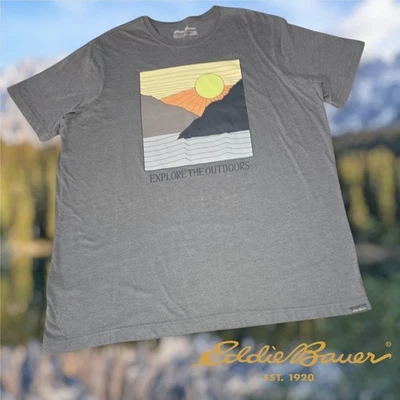 Eddie Bauer Men's Explore the Outdoors Mountain Sunrise Tee Heather Grey XL Tall - Image 1 of 4