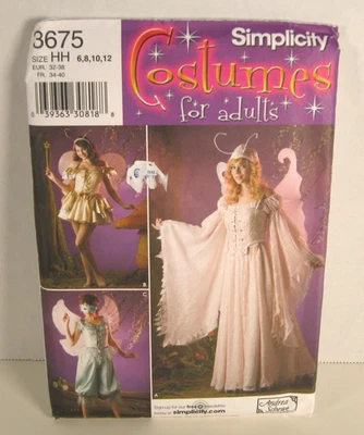 Simplicity 3675 Fairy, Elf, Sprite Costumes Misses' 6-12 Pattern Uncut - Image 1 of 2
