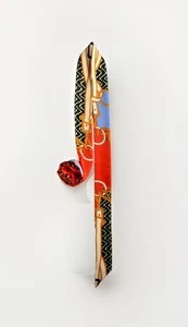 Hermès Brides de Gala Applikation Piqué Orange Twilly Seidentuch Metall Handtasche Verschluss - Bild 1 von 13