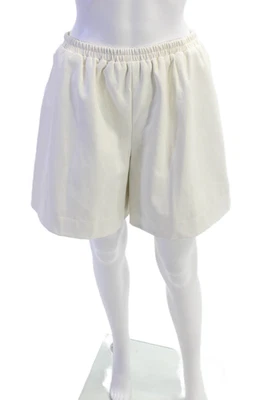Staud Womens Elastic Waistband High Rise Faux Leather Shorts White Size Medium - Image 1 of 4