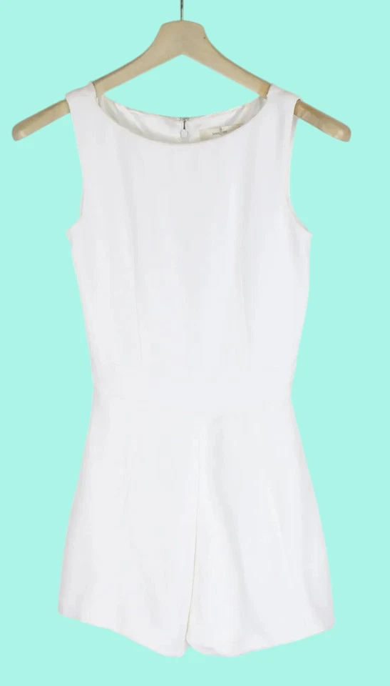 SUISTUDIO Haven Mono Mujer UK 6 Sin Mangas Forrado Blanco Con Bolsillos - Imagen 1 de 4