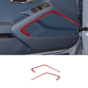 2Pcs Red Carbon Fiber Interior Door Strips Cover Trim For Porsche 718 2016-2022 - Picture 1 of 15