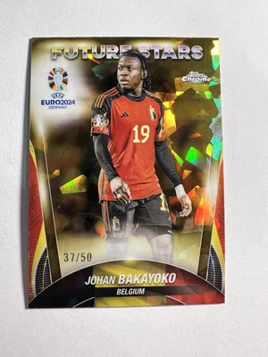 2024 Topps Chrome Sapphire UEFA EURO Johan Bakayoko Gold Ice /50 #30 - Image 1 of 2