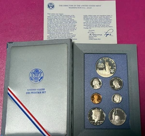1986 PRESTIGE SET - United States Mint - 7 Coin Set - COA and Box - Picture 1 of 6