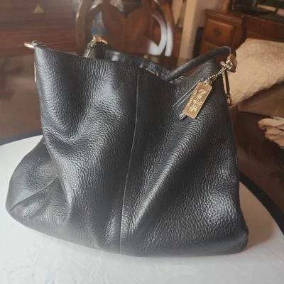 COACH MADISON PHOEBE Black Pebbled Leather Hobo Satchel Bag 26224  - Image 1 of 4