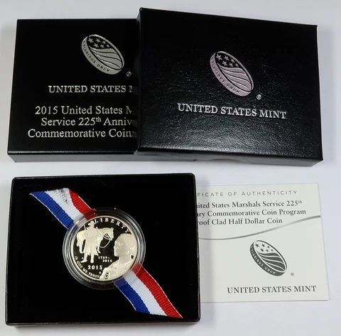 2015 S | Proof Marshals Service 225th Commemorative Half Dollar #43396Q Cover
