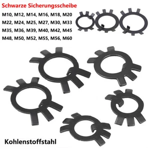 M10-M60 Sicherungsbleche Scheiben Für Nutmuttern Stahl Verzinkt Schwarz DIN70952 - Picture 1 of 11