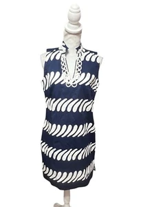 Sail to Sable Sleeveless Navy Blue Print Classic Tunic Dress size Medium NWT - Picture 1 of 5