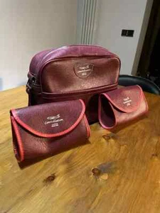 80s Burgundy faux leather Constellation holdall weekend bag with strap. C3 - Picture 1 of 6