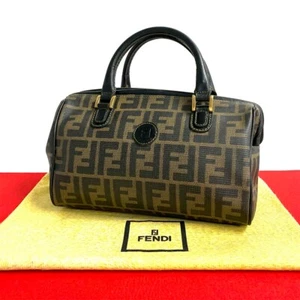 FENDI Zucca FF Pattern Handbag leather PVC black 547-4 - Picture 1 of 9
