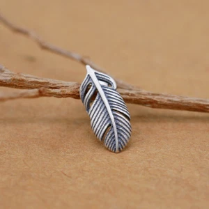 Single 925 Sterling Silver Vintage Bali Feather Stud Earring A4257 - Picture 1 of 6