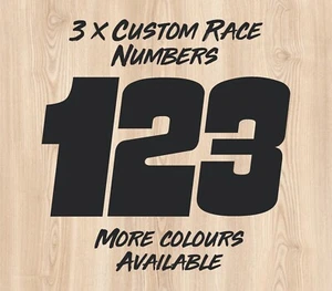 3 x individuelle Rennnummern Vinyl Aufkleber Abziehbilder - Motorsport Motorrad Motorcross - Bild 1 von 1