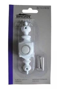Broan Lighted Decorative Chime Button RC810WH Surface Mount Doorbell - Picture 1 of 1