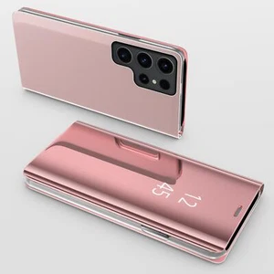 Handy Hülle für Samsung Galaxy S23 Ultra Clear View Mirror Rosegold Pink Rosa - Bild 1 von 7