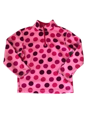 Hanna Andersson Fleece 3/4 Zip Pink Polka Dots Pullover Sweater Size 6-7 Years - Image 1 of 4